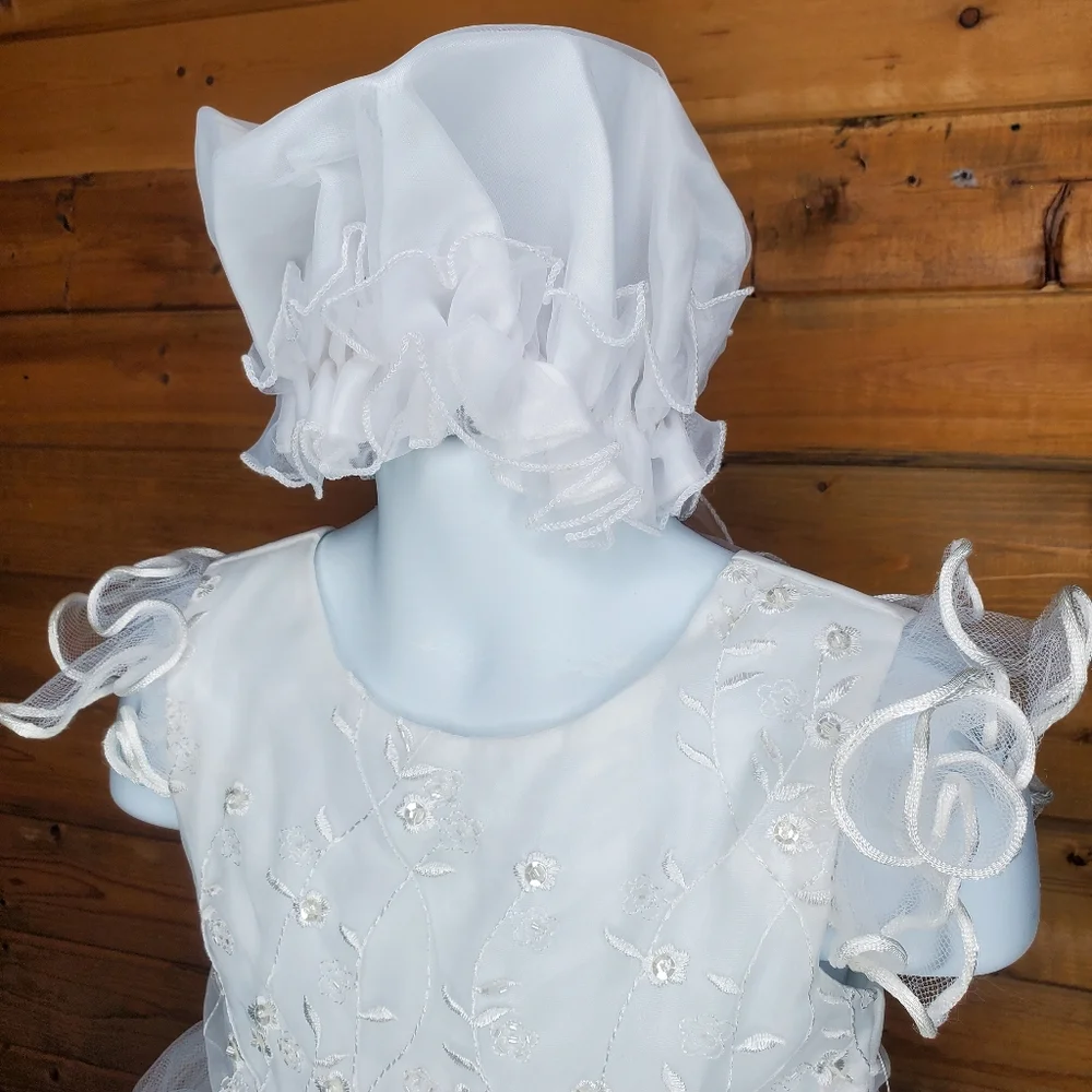 ❤ New  SHANIL white dress flowers embroidered sequins zipper size 2T 8, …